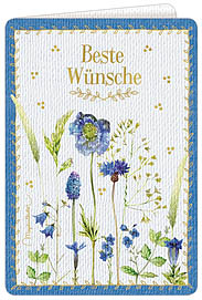 Grusskarte mit Couvert Coppenr Blumen blau Bastin ass.